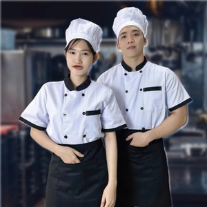 Chaqueta de chef de uniforme de cocinero de manga corta para uniformes de restaurantes para cocineros fabricados en Vietnam - Product Image 3