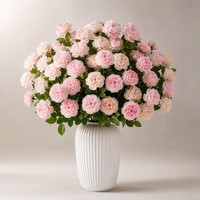 Bouquet de 3 pivoines artificielles réalistes en soie pour mariage, décoration de table, arrangement floral artificiel, centre de table