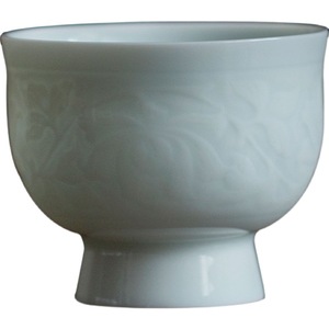Hutian Kiln Celadon <b>Teacup</b> Embossed Hibiscus Flower High Footed Handmade Porcelain Tea Tasting Cup Small Guest Kung Fu Cup - Product Image 5