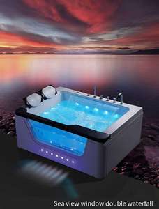 Baignoire Spa Carrée Autoportante en Acrylique, Design Européen, Cascade, 20 Jets, Capacité 2 Personnes, Écologique - Product Image 4