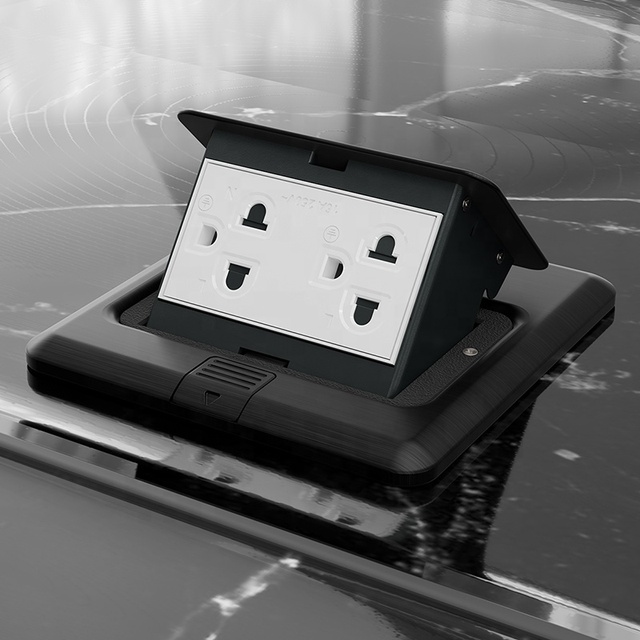 Stainless Steel Panel Pop-up Floor Boxs Socket Recessed Mounting Double Thailand Type Floor Socket