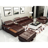 Canapé d'angle modulaire en cuir de luxe pour salon, mobilier de maison moderne en forme de L