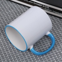 Tasse en céramique à poignée colorée, prête pour la sublimation, avec revêtement latéral coloré, haute esthétique, fournie par le fabricant
