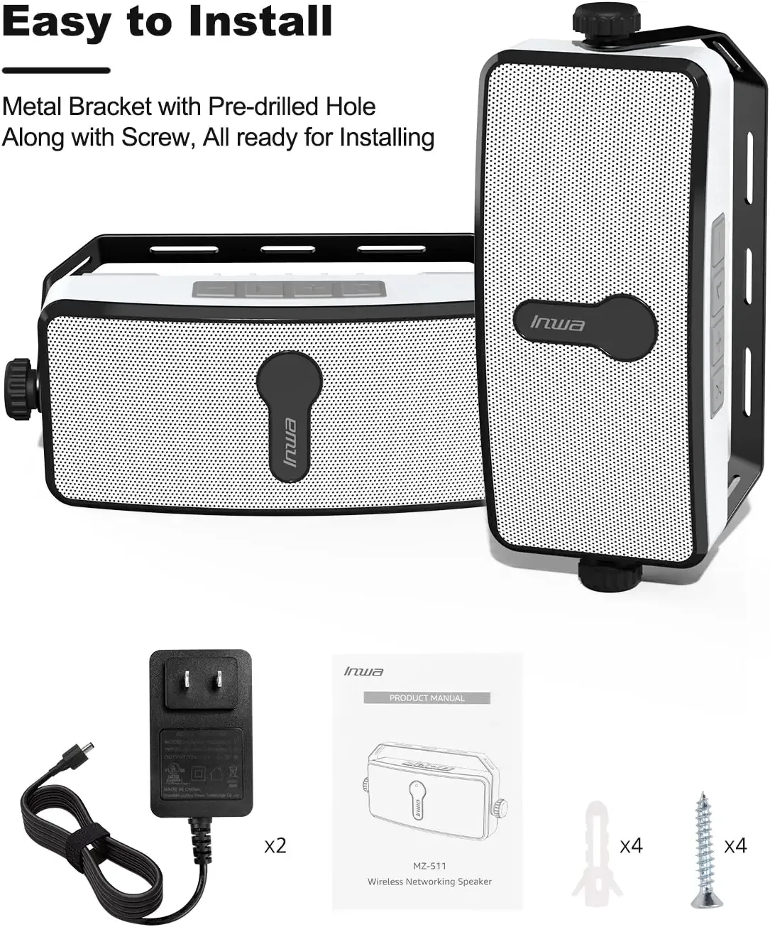 Blue Inwa BT Outdoor Speaker IPX5 Waterproof Wall Mount Speaker Wireless Sync up to 100 Speakers Connect Seamlessly to · image 2