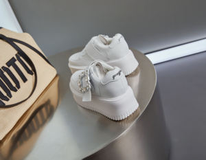 Женские модные белые туфли со стразами и стразами на толстой подошве - Product Image 2