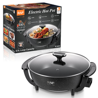 Olla Eléctrica RAF R.5442 de 8.0L y 1350W con Revestimiento Antiadherente, Control con Perilla, Fácil de Limpiar, Alta Capacidad, Calentamiento Rápido y Uniforme, 220V