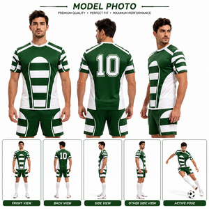 Conjunto de Uniforme de Rugby Personalizado Verde y Blanco de Secado Rápido, Ropa Deportiva de Manga Corta, OEM 100% Poliéster, Nueva Calidad - Product Image 6
