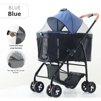 Poussette pour animaux de compagnie légère à quatre roues pliable, écologique, en ABS et tissu Oxford, avec cage détachable, portable, pour petits animaux