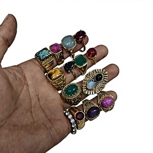 Handcrafted Natural Gemstone Statement <b>Rings</b> Gold Tone Boho Adjustable Cocktail <b>Rings</b> Fashion Jewelry <b>For</b> Women <b>Men</b> - Product Image 1