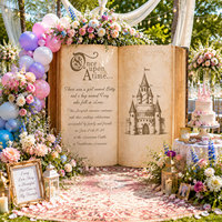 Ensemble de ballons en forme de livre KT Board, thème Château de conte de fées moderne Princesse Prince, toile de fond imprimée numériquement pour Anniversaire et Fiançailles