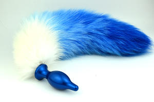 ذيل معدني عالي الجودة ذيل ثعلبي فضي أزرق أحمر ملون ذيل حقيقي سدادة شرجية خاصة للأزواج - Product Image 4