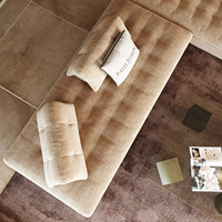 Canapé modulaire premium à dossier réglable en tissu coton et lin, fauteuil de salon moderne de luxe en forme de L avec dossier camel