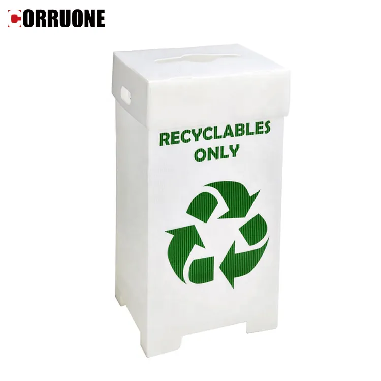 Oem Geaccepteerd Kleurrijke Opvouwbare Pp Gegolfd Plastic Recycle Bin Opbergdoos Voor Afval