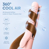 Torlin 360 °   Lisseur et boucleur 2-en-1 à plaques céramiques PTC, air froid, 10 températures par mode, 140-220°C, rose doux