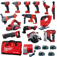 Ensemble d'outils Milwaukee 18V, kit combiné d'outils électriques sans fil, plusieurs outils électriques avec batteries au lithium, chargeur et sac de rangement
