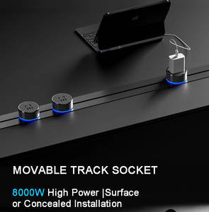 مقبس كهربائي عالمي من الألومنيوم يثبت على الحائط للمطبخ، مقبس كهربائي مخفي مع منفذ USB على شكل سكة - Product Image 3