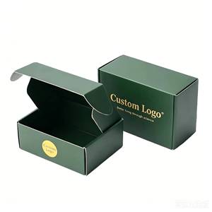 Petites boîtes d'expédition personnalisées en carton ondulé noir recyclable pour chaussures et vêtements - Product Image 1