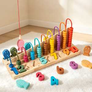 Novedades, Juguete Educativo Temprano 3 en 1 para Aprender Matemáticas, <span class=keywords><strong>Ábaco</strong></span> de Madera, Bloques de Números, Juego de Pesca, Juguetes para Niños - Product Image 5