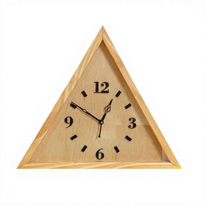 Luxury Handmade Modern <b>Art</b> Deco Style Wooden Quartz Wall <b>Clock</b> Triangle Shape Silent Sweep Antique Home Office Studio Decoration - Product Image 6