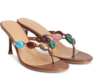 Sandales à talons à brides pour femmes, style vintage, ornées de bijoux, tongs à talons kitten, <span class=keywords><strong>escarpins</strong></span> à enfiler, talons aiguilles - Product Image 3