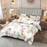 Ensemble de literie en tissu imprimé personnalisé, housse de couette en microfibre brossée avec fleurs et plantes