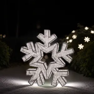 3D大きな屋外LEDクリスマスモチーフスノーフレークライトウォームホワイトイエロー発光IP65定格風景家の結婚式の装飾