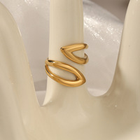 Bague ajustable en acier inoxydable Gaovo en forme de cœur ouvert pour femme, double contour, romantique, bijou fantaisie PVD, accessoire de mode, cadeau