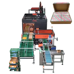 La piccola scatola si riempie nel grande sistema di imballaggio in cartone con il prezzo di fabbrica del pallettizzatore dell'etichettatrice per reggette