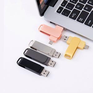 Top Quality High-speed Swivel Design 2-in-1 Otg <b>Usb</b> <b>Flash</b> <b>Drive</b> 64gb 32gb 16gb Metal Type-c <b>Usb</b> Stick for Smartphones <b>Usb</b> Memory - Product Image 2