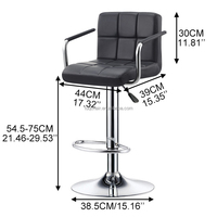 Tabourets de bar pivotants à hauteur de comptoir avec dossier, chaises de bar modernes réglables, tabourets de cuisine hauts sans accoudoirs en cuir PU avec accoudoirs