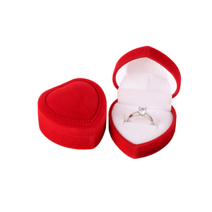 Đám cưới lãng mạn đề nghị hình trái tim hộp nhỏ đổ Xô nhung đỏ gói đồ trang sức hộp - Product Image 1