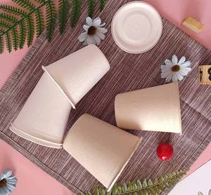 Kustom merek logo 8oz 9oz 10oz 12oz14oz 16oz sekali pakai rembes stabil gula Bagasse kertas cangkir kopi dengan tutup - Product Image 4