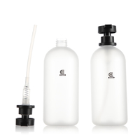 Flacon cosmétique en PET transparent givré de 500 ml avec pulvérisateur à pompe, impression sérigraphique pour l'emballage de produits de soin de la peau, shampooing, après-shampoing