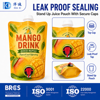 Pochette personnalisée pour boisson à la mangue 1000 ml, sac souple à bec verseur avec bouchon et robinet pour fournisseurs de jus en marque blanche