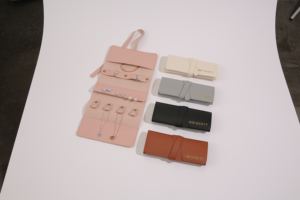 Custom Logo Travel Jewelry Storage Roll Case Soft <b>Small</b> PU Leather Organizers Bag With Compartments for Rings and Earrings - Product Image 3