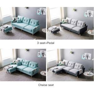 Conjunto de muebles seccionales en forma de l para sala de estar, tapizado de tela 2020 de espuma de alta densidad, tamaño pequeño, gris, baja - Product Image 4