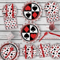 Ensemble de vaisselle pour fête sur le thème du poker de casino, idéal pour les fournitures de fête sur le thème du casino de Las Vegas