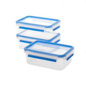 Emsa <b>Food</b> <b>Storage</b> <b>Container</b> 1L Clip Close Set Blue 3 Piece Rectangle With Lid For Kitchen Use - Product Image 2