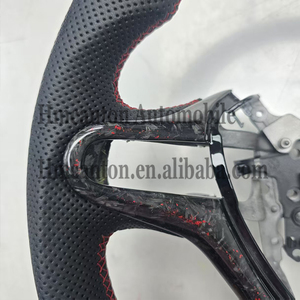 สินค้าขายดี พวงมาลัยรถยนต์ Honda Civic รุ่นที่ 8 ทำจากคาร์บอนไฟเบอร์แบบฟอร์จ  หนังแบบเจาะรู  ลายเส้น - Product Image 3