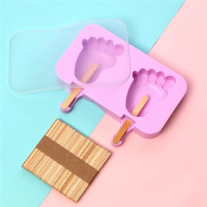 Moule à glace en silicone motif dessin animé, multi-formes, pour bâtonnets glacés, avec couvercle et bâtonnets - Product Image 3