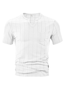 Camiseta deportiva informal de verano para hombre <span class=keywords><strong>TK</strong></span>, de color liso, transpirable, que absorbe la humedad, de poliéster y lino, con cuello en V - Product Image 6