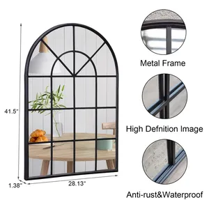 Miroir mural décoratif à LED avec arche de panneaux de fenêtre Type de <span class=keywords><strong>produit</strong></span>, Miroir de courtoisie mural encadré Salle de bain - Product Image 4