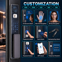 Serrure Intelligente avec Écran de 4,5 Pouces et Petit Affichage Intelligent, Déverrouillage par Veine Palmaire, Reconnaissance Faciale 3D, Empreinte Digitale, Mot de Passe, Carte, Clé, Certifiée IP68