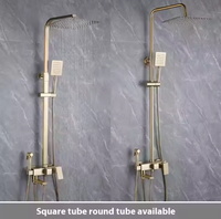 Robinetterie de luxe haut de gamme pour hôtels, mitigeur de douche mural réglable en cuivre brossé doré, avec pommeau de douche chaud/froid