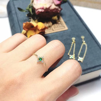 Bagues de fiançailles élégantes et raffinées en argent sterling 925 plaqué or, avec zircon vert, de haute qualité