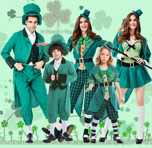 Costume da leprecauno <span class=keywords><strong>verde</strong></span> per bambino, costume irlandese per la festa di San Patrizio con mantello e pantaloni per bambini - Product Image 6