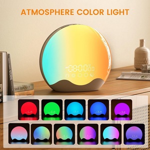 Double Sided Seven Color Ambient Night Light <b>Led</b> Electronic Alarm <b>Clock</b> With Sunrise Simulation For Bedroom Living Room Study - Product Image 4