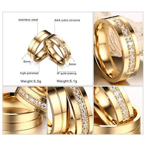 <span class=keywords><strong>Anillo</strong></span> de compromiso para parejas, banda de oro de 18K con incrustaciones, conjunto de dos piezas para mujer y <span class=keywords><strong>hombre</strong></span>, anillos de boda de circonia cúbica - Product Image 3