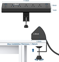 Multiprise de bureau à fixation sur bord de bureau avec 4 ports USB-C PD 20W, 5 prises CA et protection contre les surtensions, 6 ports USB