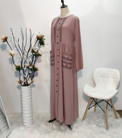 Robe longue kimono modeste pour femmes, brodée, style arabe, abaya musulmane de Dubaï, vêtements islamiques tendance